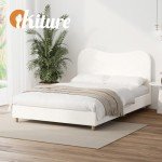 Oikiture Queen Size Boucle Bed Frame