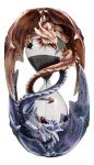 Dual Dragon Sand Timer Statue by Anne Stokes