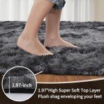 Super Soft Dark Grey Shag Area Rug 200x300cm