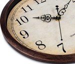 Vintage Brown Silent Wall Clock - 12 Inch Round