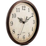 Vintage Brown Silent Wall Clock - 12 Inch Round