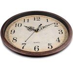 Vintage Brown Silent Wall Clock - 12 Inch Round