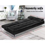 Charcoal 3-Seater Sofa Bed with Adjustable Backrest