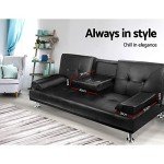 Charcoal 3-Seater Sofa Bed with Adjustable Backrest