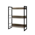 3-Tier Metal Corner Bookshelf - Black Wood
