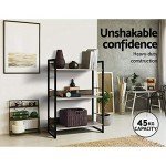 3-Tier Metal Corner Bookshelf - Black Wood