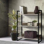 3-Tier Metal Corner Bookshelf - Black Wood