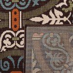Chocolate and Aqua Geometric Area Rug 0.6m x 1.5m