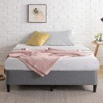 Dark Grey Upholstered Single Bed Frame by Zinus