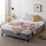 Dark Grey Upholstered Single Bed Frame by Zinus