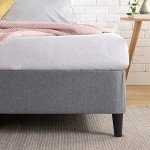 Dark Grey Upholstered Single Bed Frame by Zinus