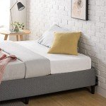 Dark Grey Upholstered Single Bed Frame by Zinus