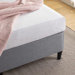 Dark Grey Upholstered Single Bed Frame by Zinus
