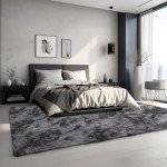 Super Soft Dark Grey Shag Area Rug 200x300cm