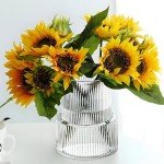 Ribbed Clear Glass Flower Vase for Home Decor