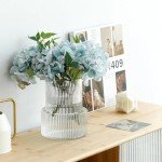 Ribbed Clear Glass Flower Vase for Home Decor