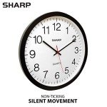 Silent Black Wall Clock - Easy to Read 14