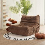Mid Century Armless Corduroy Lounge Chair - Brown Sugar