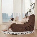 Mid Century Armless Corduroy Lounge Chair - Brown Sugar