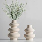 Modern Off-White Ceramic Vases Set for Decor