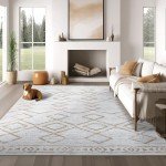 JINCHAN Washable Moroccan Geometric Area Rug 244x305CM