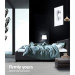 Charcoal Upholstered Double Bed Frame with Headboard