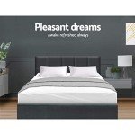 Charcoal Upholstered Double Bed Frame with Headboard