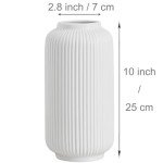 White Ceramic Ribbed Vases for Home Decor
