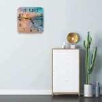 Beach Blue Square Silent Wall Clock - 12 Inch