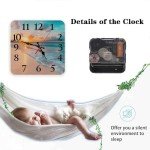Beach Blue Square Silent Wall Clock - 12 Inch