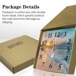 Beach Blue Square Silent Wall Clock - 12 Inch