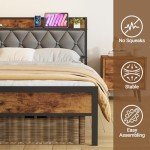 Queen Bed Frame with Storage & Charging Station