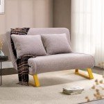Gray 2-Seater Sofa Bed with Metal Legs