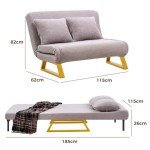 Gray 2-Seater Sofa Bed with Metal Legs