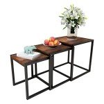Modern Nesting Table Set of 3 - Brown/Black