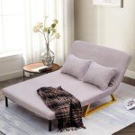 Gray 2-Seater Sofa Bed with Metal Legs