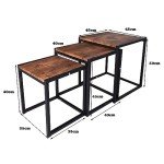 Modern Nesting Table Set of 3 - Brown/Black