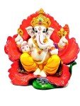 Ganesha Idol on Leaf Patta - 16 cm