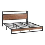 Oikiture King Bed Frame with LED Light & Charging