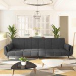 Dark Grey Velvet 2-Seater Sofa Bed with Pillows