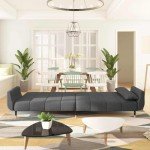 Dark Grey Velvet 2-Seater Sofa Bed with Pillows