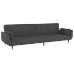 Dark Grey Velvet 2-Seater Sofa Bed with Pillows