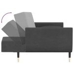 Dark Grey Velvet 2-Seater Sofa Bed with Pillows