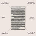 Khalil Modern Berber Stripe Area Rug, 8x10