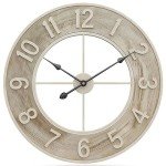 Large Rustic Wooden Wall Clock - Silent Vintage Decor