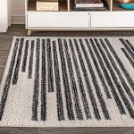 Khalil Modern Berber Stripe Area Rug, 8x10