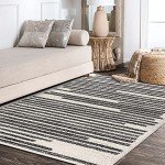 Khalil Modern Berber Stripe Area Rug, 8x10
