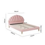 Scallop-Shape Pink Velvet Double Bed Frame