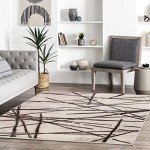 Leesentec Soft Geometric Stripe Area Rug – Beige