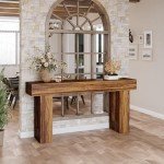 Rustic Brown 63-Inch Farmhouse Console Table
